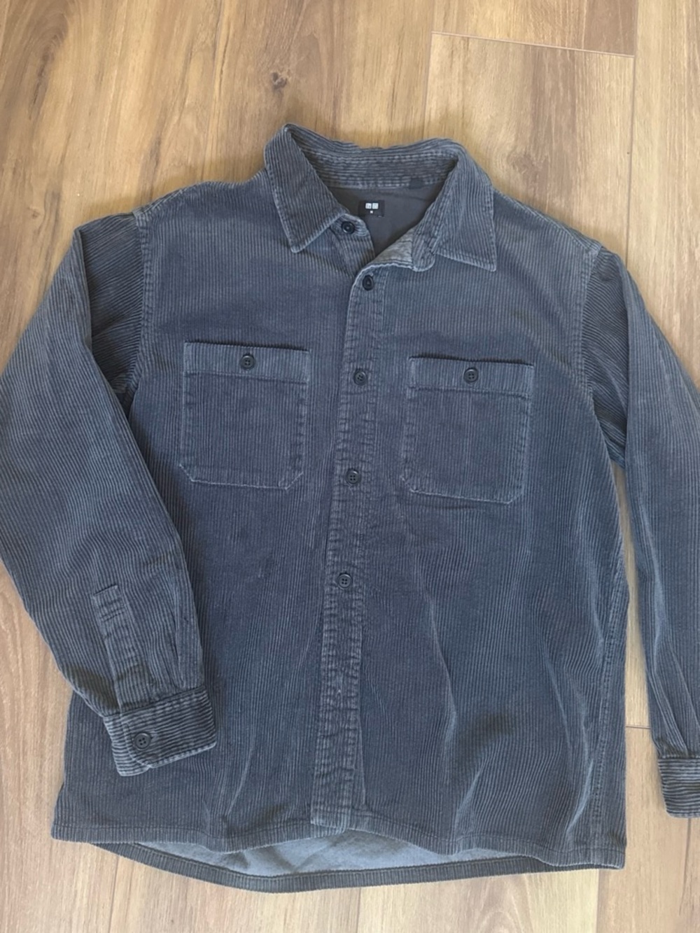 Uniqlo Men's Corduroy Button-Up Jacket Shirt - Dark Gray